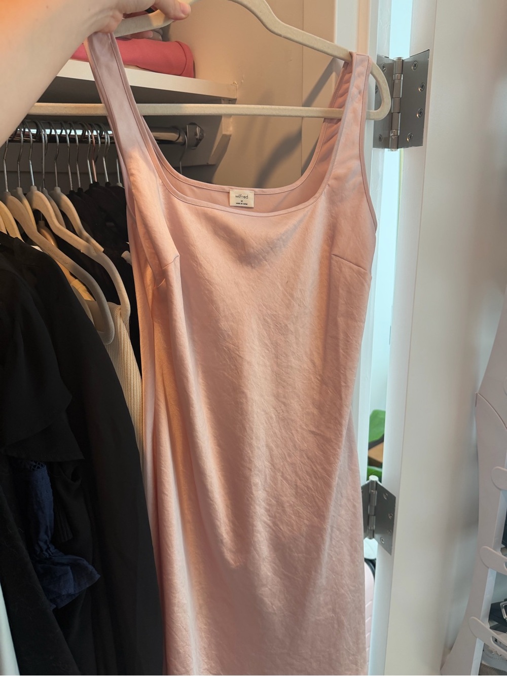 Aritzia Wilfred Blush Pink Scoop Neck Camisole Mini Dress